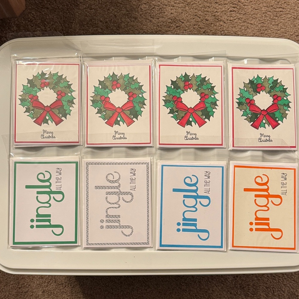 Festive Holiday Wreath Greeting Card Set